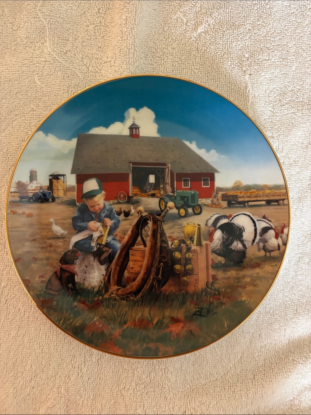 Danbury Mint Little Farmhands Series Plate. Titled Too Busy to Play